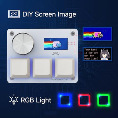 O3C Rapid Trigger Keyboard With Hall Magnetic Switch For OSU Geometry Dash | Rhythm Games,with Knob and Screen,Copy Paste,Shotcut,Macro Hotswap Mini Keypad Magnetic Linear Switches - color: White, size: Gateron Jade Pro Green Switch