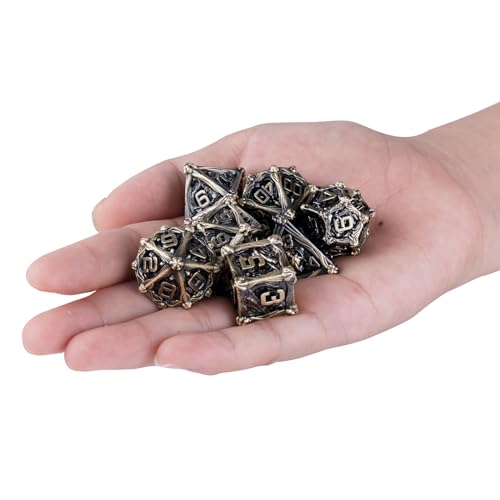 Surpass DND dice Set Metal dice 7-Piece Set Role Playing Polyhedral Dice Dungeons and Dragons Gifts (Ancient Turquoise) - color: Ancient Turquoise