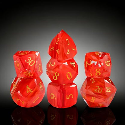 7-Piece Diamond Cut Dice Set D&D Set for Dungeons and Dragons, RPG, Tabletop Games, remium Gift Box & Durable Design - color: Ls-7