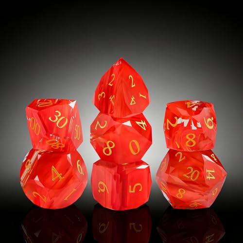 7-Piece Diamond Cut Dice Set D&D Set for Dungeons and Dragons, RPG, Tabletop Games, remium Gift Box & Durable Design - color: Ls-7