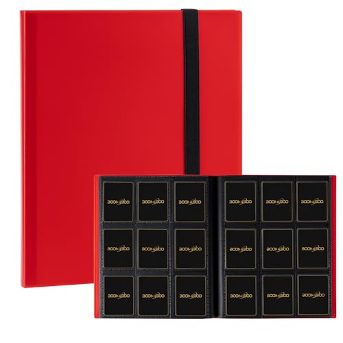 Card Binder 9 Pocket Storage 360 Card Binder,Trading Card Binder（Red） | Senior and Sturdy Side-Loading Album,Intended For YuGiOh,MTG, TCG,Game Cards & Baseball Card Binde - color: Red