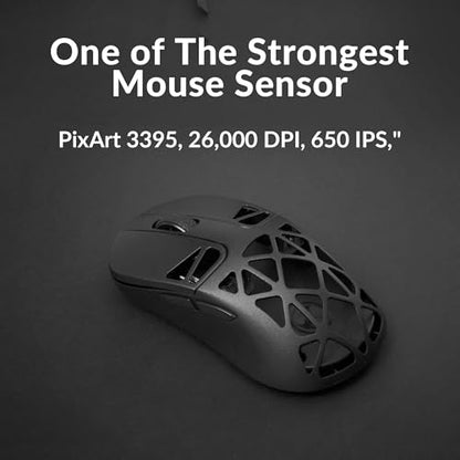 Keychron M3 Mini 4K Wireless Bluetooth 5.1/2.4 GHz/Wired Optical Mouse, Ultra-Lightweight 65g Programmable PixArt 3395 Sensor with up to 26,000 DPI/ 650 IPS for Windows Mac Linux - Metallic Black - color: Black, style: PixArt 3395 (4K Polling Rate)