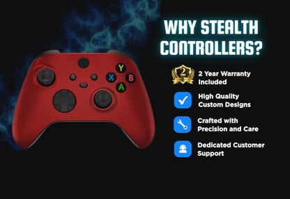 Stealth Controllers Wireless Controller for Xbox Series S, Xbox Series X, Xbox One - Soft Touch Feel - Custom Series S/X Controller (Red (Matte)) - color: Red (Matte)