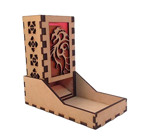 Dragon Mini Dice Tower v3 Neon Pink Acrylic Window Laser Cut MDF Unique Fast Shipping