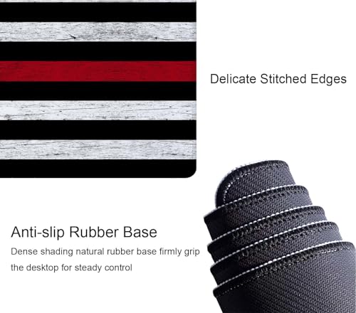 Thin Red Line with USA Flag Large Gaming Mouse Pad for Desk, Desk Mat with Seamed Edges, Waterproof Desk Pad, Non-Slip Rubber Base, 31.5x11.8 Inch Keyboard Pad Computer Mat, Big XL Mousepad - color: Thin Red Line With Usa Flag