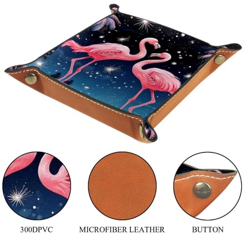 Starry Flamingos Lover Dice Tray PU Leather Dice Rolling Tray Folding Dice Holder for Dice Games, Like RPG, DND and Other Table Games - color: Multi 8