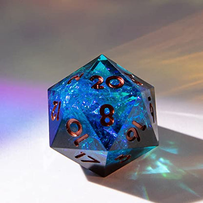 Single D20 Dice - 22mm, 20 Sided D&D Dice for Dungeons and Dragons, DND Dice with Resin Sharp Edge, Handmade Polyhedral for RPG, Roleplaying Games MTG Table Games(Blue Dark) - color: D20-blue Dark
