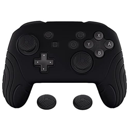 PlayVital Samurai Edition Ergonomic Silicone Skin Protective Case for Nintendo Switch Pro Controller, Soft Anti-slip Controller Grip Protector for Nintendo Switch Pro with Thumb Grip Caps - Black - color: Black