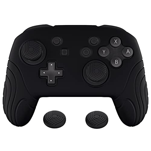 PlayVital Samurai Edition Ergonomic Silicone Skin Protective Case for Nintendo Switch Pro Controller, Soft Anti-slip Controller Grip Protector for Nintendo Switch Pro with Thumb Grip Caps - Black - color: Black