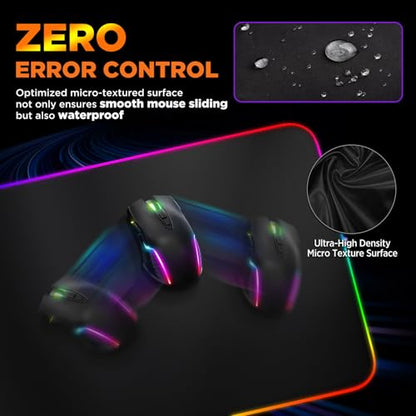Gimars RGB Gaming Mouse Pad,15W Wireless Charging Mousepad with 10 Light Modes, Large Mousepad with Premium Smooth Surface, Non-Slip Mouse Mat for Gaming, Desk, PC,Office, 31.5x11.8x0.16inch - color: Black-RGB+Wireles Charging