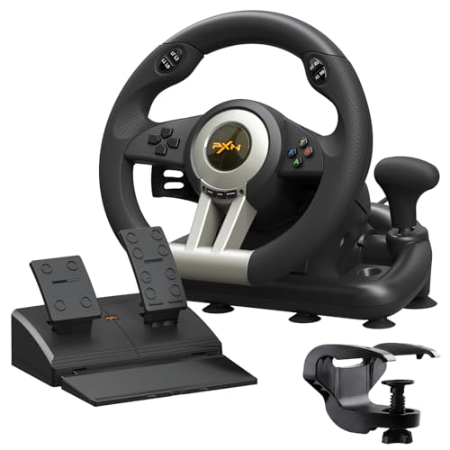 PXN V3 PRO Racing Wheel with Pedals for PC, Xbox, PS4, Switch | 11-Inch Wheel, Vibration Feedback, Paddle & Sequential Shifting, 180° Steering, 2-Pedal, Plug & Play Setup for Easy Gaming - color: Black