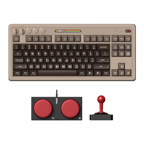 8Bitdo 87 Keys Retro Mechanical Keyboard, Bluetooth/2.4G/USB-C Hot Swappable Gaming Keyboard with Dual Super Programmable Buttons and Super Stick, Volume knob for Windows and Android - C64 Edition - color: C64 Edition
