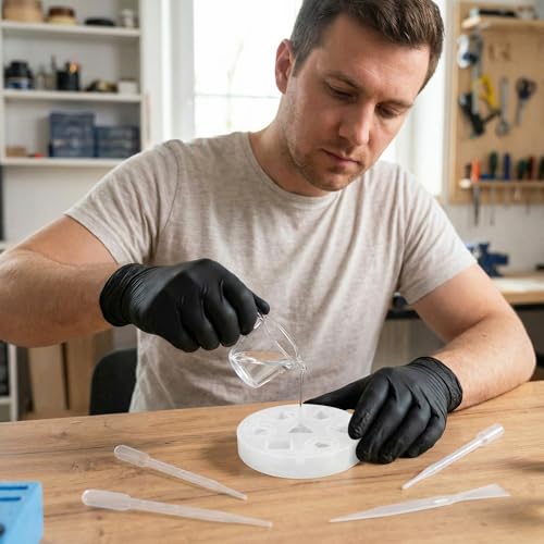 38 Pcs Dice Molds for Resin Set Resin Kit for Beginners with Silicone Dice Mold Gloves Mixing Sticks Measuring Cup Pour Cups Droppers Brushes Glitter Gold Powder DIY Gift for Tabletop RPG Lovers