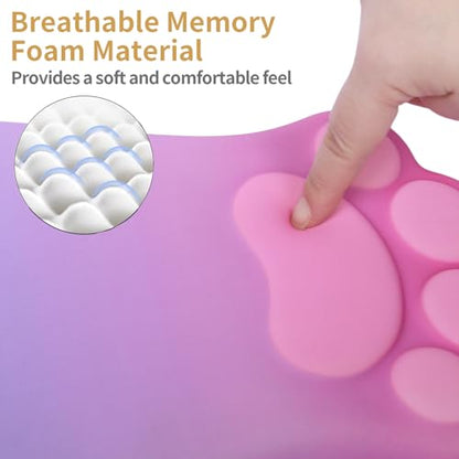 L-SPOUTTO Ergonomic Mouse Pad with Wrist Rest,Pink Mouse Pad Wrist Support | Cute Cat Paw Comfortable Massage Design,Computer Pain Relief Mousepad with Non-Slip Base for Desk Laptop Gaming,Pink&Purple - color: Pink & Purple