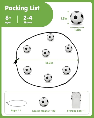 Soccer Magnetic Game with String & 20 Football-Shaped Stones – Fun Puzzle Strategy Games for Family Game Night, Party, Travel & Camping – 2 Player Games for Kids & Adults