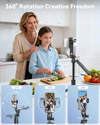 TECKNET 71" Phone Tripod & Selfie Stick, Portable Extendable Cell Phone Tripod Stand with Wireless Remote and Phone Holder, with Wireless Remote Control for iPhone/Samsung/Android/Camera - color: Black