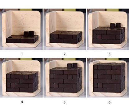 AHYUAN Wooden Brain Teaser Puzzles Cube Stocking Stuffers Wooden Puzzles T-Shaped Jigsaw Logic Puzzle Educational Games Toy for Kids and Adults (Coffee) - color: Coffee