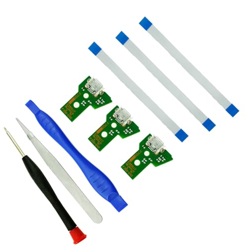 CTHTBZ 3pcs JDS-040 Replacement Charging Port for PlayStation 4 PS4 Controller,Assembly Charger Socket Board Connector Module for PS4, Flex Cable, Tool Screwdriver (JDS-040) - color: JDS-040
