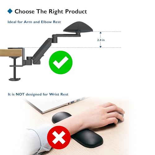 BONTEC Adjustable Arm Rest for Desk, 360° Rotating & Extendable, Aluminum | Ergonomic Elbow Pad, Durable Keyboard and Computer Support, Office or Gaming Accessories, Comfortable During Work Sessions