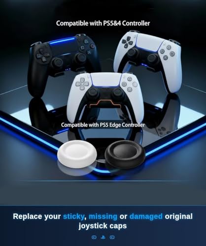 Ferkurn Replacement Thumb Grips Cap Compatible with PS5/4 Controller Edge Accessories, Anti-Slip Anti-Stickiness Anti-Scratch Joystick Caps Controller Thumbstick Grips Replacement Button, Repair Part - color: Black