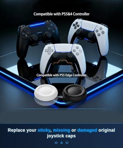 Ferkurn Replacement Thumb Grips Cap Compatible with PS5/4 Controller Edge Accessories, Anti-Slip Anti-Stickiness Anti-Scratch Joystick Caps Controller Thumbstick Grips Replacement Button, Repair Part - color: Black