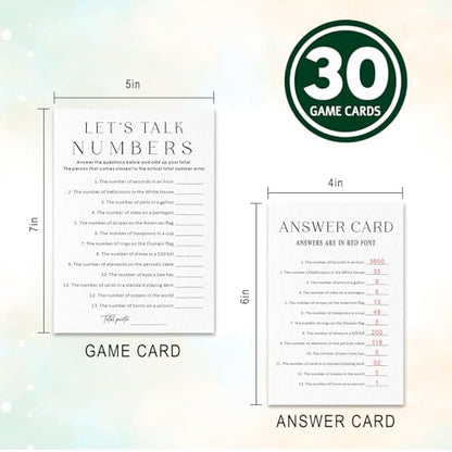 Adult Party Games & Bachelorette Birthday Games, Office — Let's Talk Numbers - 30 Icebreaker Cards and 1 Answer Card Add Laughter and Conversation to Any Celebration (5" x 7") - A07 - color: Let's Talk Numbers