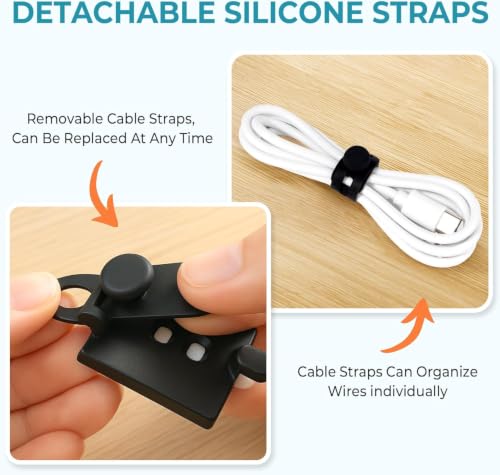 Kanemc Cable Clips Management Under Desk,Adhesive Wire Organizers for Cords | 15 Wire Management Holder with 15 Zip Tie, 15 Screws,Extra 8 Silicone Cable Ties,Cable Clips for Desk,Behind TV, Office,Car