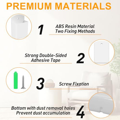 2 PCS Self Adhesive Remote Holder Wall Mount Control Holders | Small Wall Mounted TV Remote Bracket Air Conditioner and Pen Organizers and Accessories for Home Office School (White) - color: White