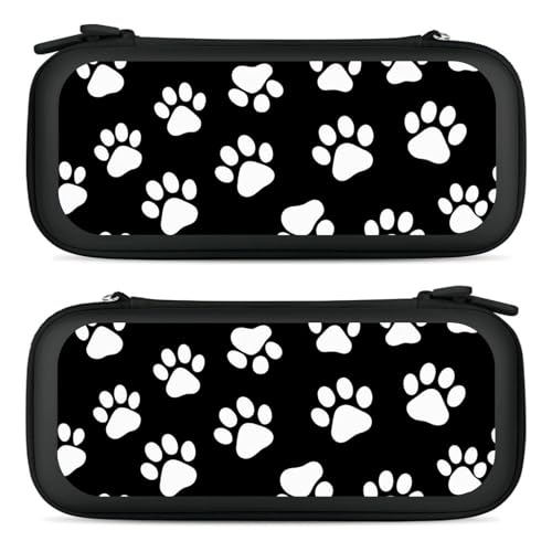 Carrying Case Protector Bag Compatible with Nintendo Switch, Black And White Dog Paw Print Hard Shell Game Console Organize Shockproof Pouch - color: Color(96)