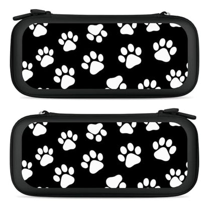 Carrying Case Protector Bag Compatible with Nintendo Switch, Black And White Dog Paw Print Hard Shell Game Console Organize Shockproof Pouch - color: Color(96)