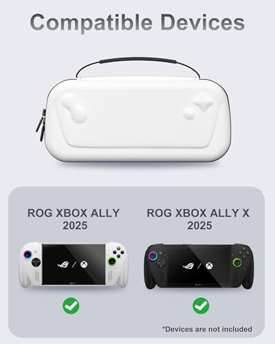ProCase Carrying Case for ROG Xbox Ally & Xbox Ally X 7" 2025, EVA Hard Travel Storage Bag with 5 SD Card Slots, Protective Pouch for Handheld Gaming Console & Accessories -White