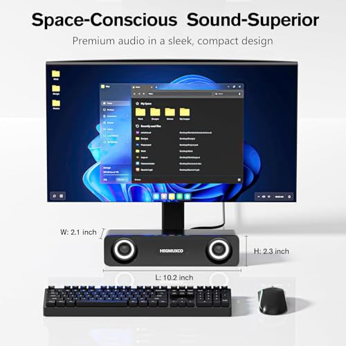 10W Wired Stereo Speaker Compact PC Speakers for Desktop -, USB Powered, 3.5mm Audio Input, Laptop Expertly Tuned Computer Soundbar