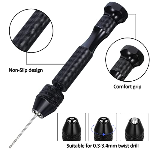 Mudder 57pcs Micro Drill Bits & Pin Vise Set, 46 Pcs Hand Twist Drills and 10 Pcs PCB Mini Cutting Bits for Resin, Beads, Polymer Clay, Craft, DIY Jewelry, Model Making Projects(Black) - color: Random Color Pcb Drill