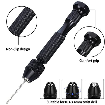 Mudder 57pcs Micro Drill Bits & Pin Vise Set, 46 Pcs Hand Twist Drills and 10 Pcs PCB Mini Cutting Bits for Resin, Beads, Polymer Clay, Craft, DIY Jewelry, Model Making Projects(Black) - color: Random Color Pcb Drill