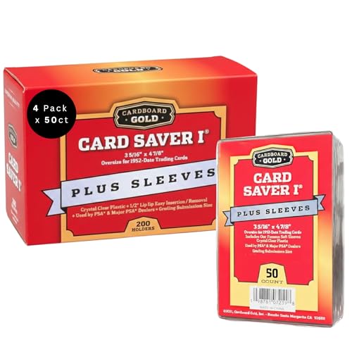 Cardboard Gold Card Saver 1 w/Sleeves - Semi Rigid Holders - 200 Count | PSA BGS SGC Grading Submissions, Acid-Free Polypropylene Protectors, Includes Bonus Sleeves, Binder Storage Compatible - size: 200 Card Savers, style: With Sleeves