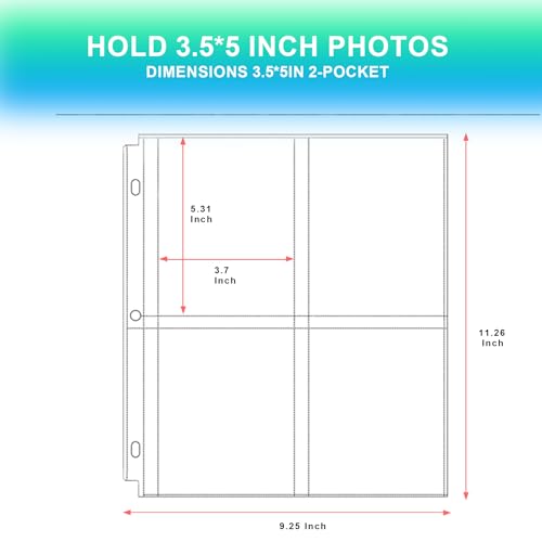 50 Pack 3.5 x 5 Photo Sleeves for 3 Ring Binder(400 Pictures) | Heavy-Duty Archival Photo Page Protectors, Clear Picture Album Refill Pages Holds, Acid-Free - size: 3.5x5inch-4pocket, style: 50 pack