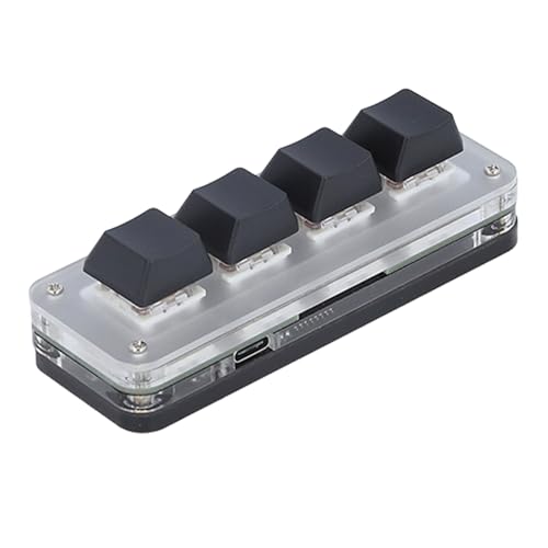 Gugxiom Mini 4 Key Keypad, One Handed Mechanical Gaming Keyboard, USB C Wired Programmable Keyboard, Red Switch, with RGB Light