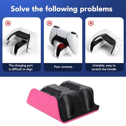 Tangxi PS 5 Controller Charger Station for Dual Wireless Controllers Simultaneous Charging, Compatible with PS 5 Pro, Slim, Dualsensess, Edge Controller (Pink) - color: Pink