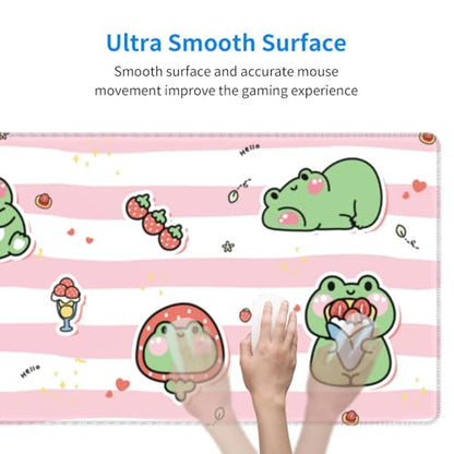 Cute Frog Mouse Pad XL Large Mousepad Non Slip Rubber Base Desk Mat for Laptop Computer Gaming 31.5" X 12" - color: Cute Frog