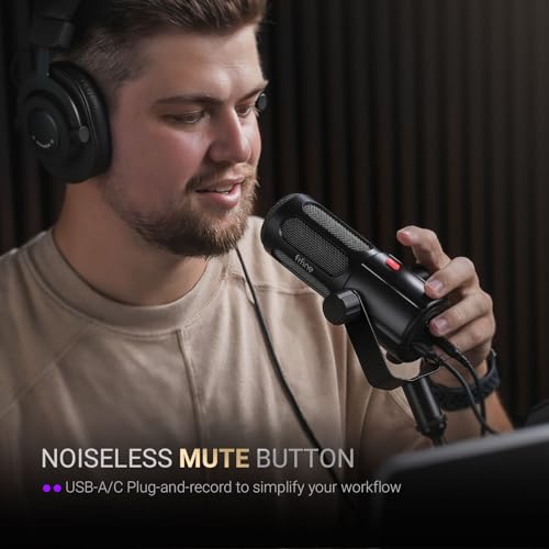 FIFINE AmpliTank TANK6 USB/XLR Dynamic Podcast Microphone for Vocal | Home Studio Streaming Mic, Mute Button, Monitoring Headphone Jack, Gain Knob, Metal Material, for Broadcast Recording - size: TANK6