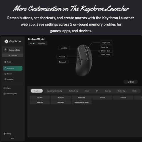 Keychron M3 Mini Wireless Optical Mouse, Bluetooth 5.2/2.4 GHz/Wired Gaming Mouse, Programmable PixArt 3311 Sensor with up to 12,000 DPI/ 300 IPS, Lightweight Ergonomic for Windows Mac Linux - White - color: White, style: PixArt 3311 (1K Polling Rate)