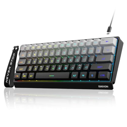 SEUNKWANG F61 60% Gaming Keyboard Wired, RGB Backlit Membrane Keyboard with PBT Keycaps, Compact Design, Lanyard Wired Keyboard for Mac/Win (Gradient Black, Wired) - color: Gradient Black