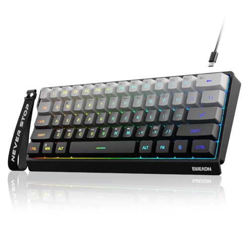SEUNKWANG F61 60% Gaming Keyboard Wired, RGB Backlit Membrane Keyboard with PBT Keycaps, Compact Design, Lanyard Wired Keyboard for Mac/Win (Gradient Black, Wired) - color: Gradient Black