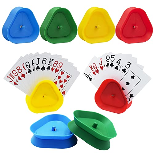 Yuanhe Playing Card Game Holder - Triangle Shaped Hands-Free Poker Holder Tray, 4 Colors, Set of 8 - style: Set of 8