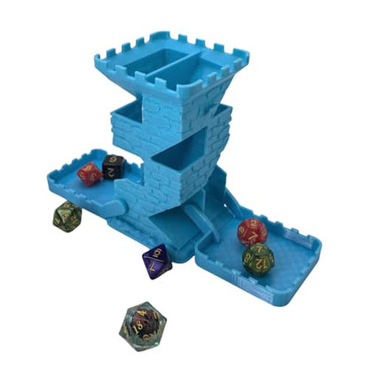 Castle Retro Black Dagger Dice Dice Tower Dungeons and Dragons RPG Tabletop Roleplaying Game Jail D&D (Random 7PCS D20 Dice Set Included) Blue - color: Blue