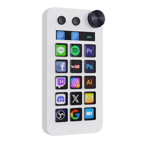 TreasLin VSDinside Macro Keyboard Stream Controller Deck with 18 Customizable Macro Keys support Numberic/Calculator/Stream Controller Mode to Trigger Actions in OBS Twitch YouTube for Content Creators Streamer Compatible with PC & Mac N1 White - color: W