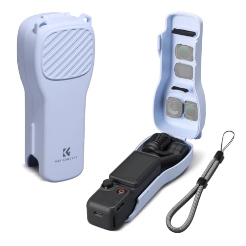 K&F CONCEPT Protective Case Compatible with DJI Osmo Pocket 4 & Pocket 3 | Hard Shell Carry Case with Built-in Filter Storage, PC Protective Cover with Soft Lining, Travel Storage Case, PT61 - color: Light Blue
