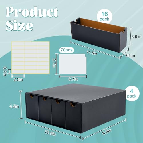 Cholemy Trading Card Storage Box Card Organizer 15000+ with 70 Cardboard Storage Divider, Label Sticker for Collection Compatible with Tcg, Sport Cards(4 Row, 4 in A Row,Black) - size: 4 Row, 4 in a Row