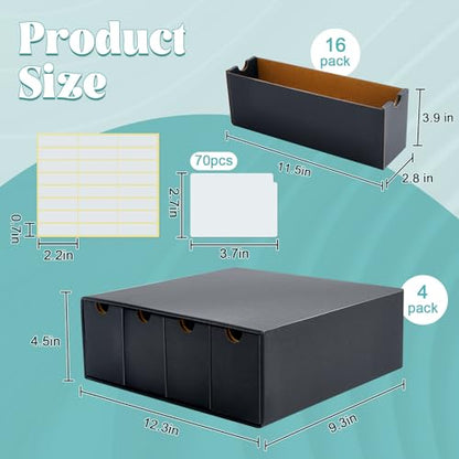 Cholemy Trading Card Storage Box Card Organizer 15000+ with 70 Cardboard Storage Divider, Label Sticker for Collection Compatible with Tcg, Sport Cards(4 Row, 4 in A Row,Black) - size: 4 Row, 4 in a Row
