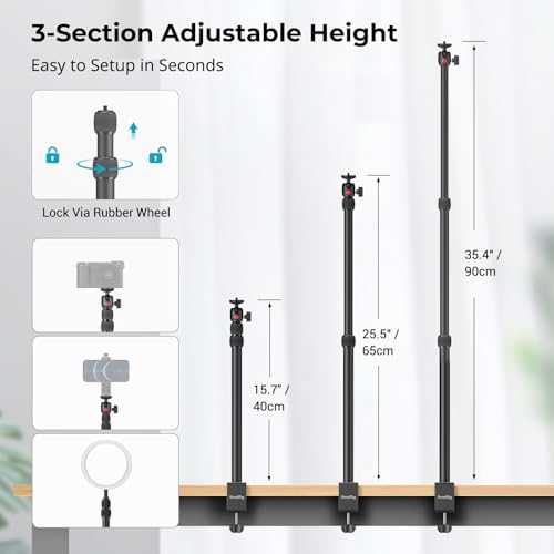 SMALLRIG Camera Desk Mount C Stand, 15"-35" Adjustable Desk Tripod Light Stand, Tabletop C Clamp for Webcam, DSLR Camera, Ring Light, Live Streaming, Photo Video Shooting - style: Clamp 3488